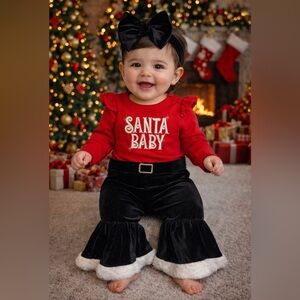 New w tags! Santa Baby Red & Black Infant Holiday outfit